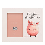 Piggin Gorgeous Pink Pig Wooden Photo Frame 6 x 4in - White