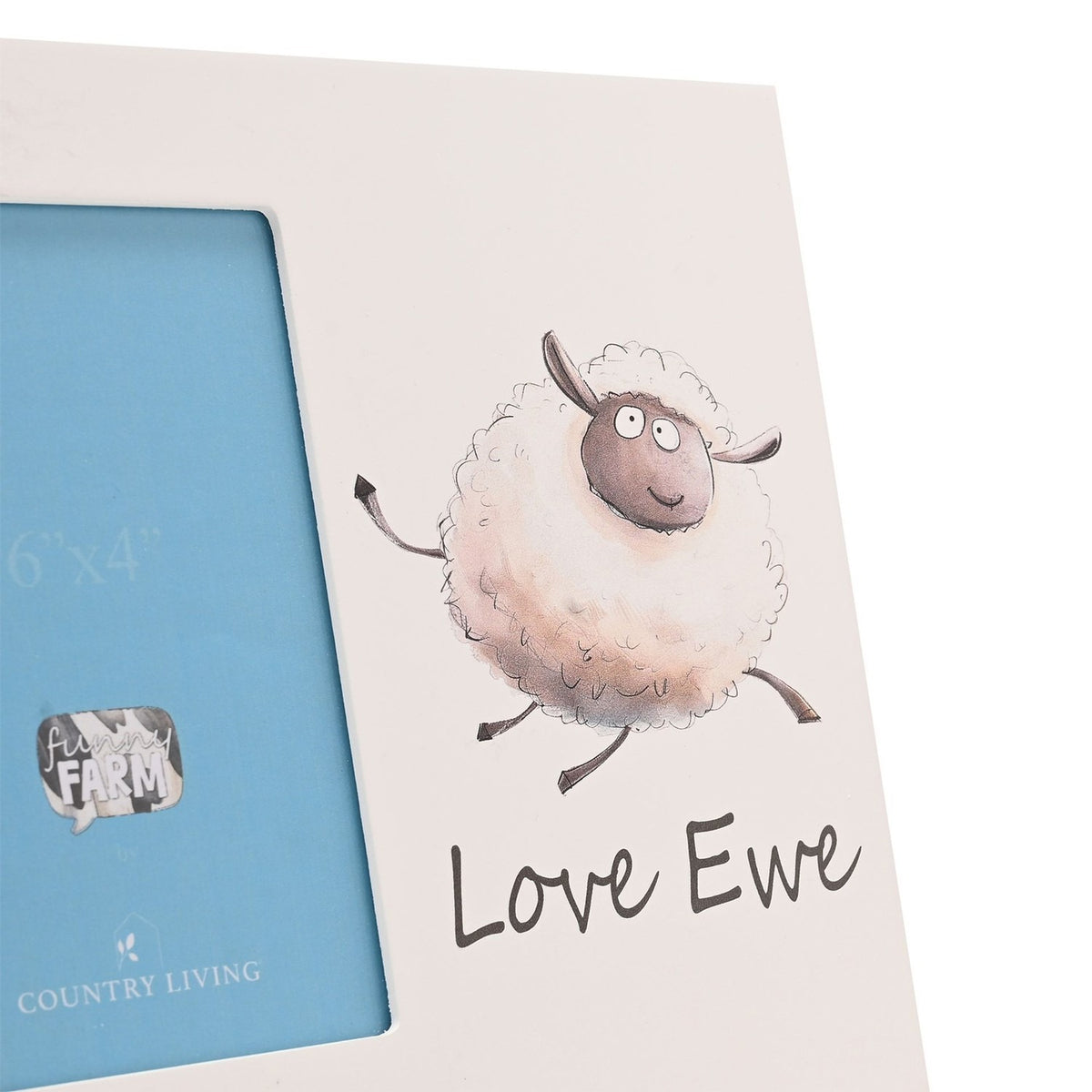 Love Ewe Sheep Wooden Photo Frame 6 x 4in with Stand - White