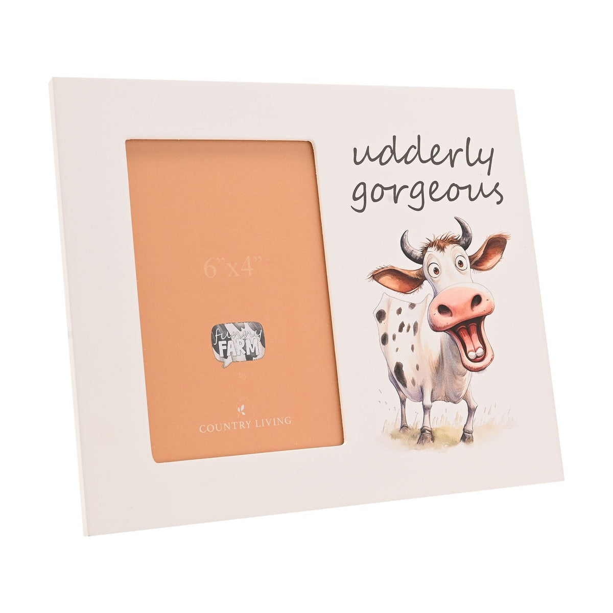 Udderly Gorgeous Cow Wooden Photo Frame 6 x 4in - White