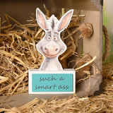 "Such a Smart Ass" Donkey Standing Wooden Plaque - Blue