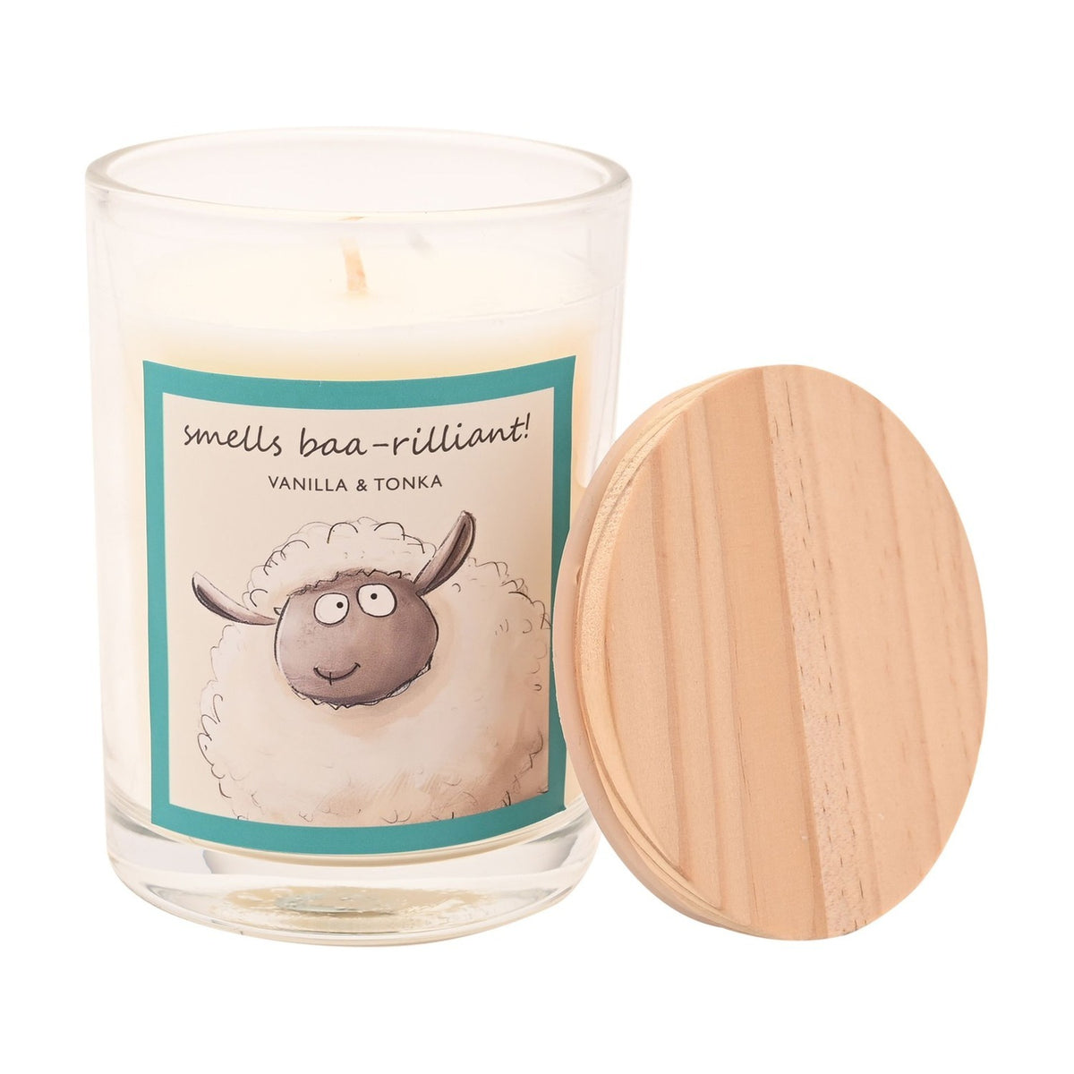 Smells Baa-Rilliant Sheep Scented Candle 250g - Cream & Blue