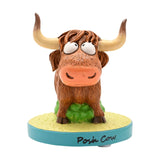 "Posh Cow" Highland Cow Resin Figurine with Base - Brown