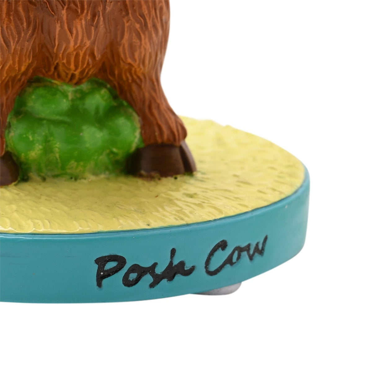 "Posh Cow" Highland Cow Resin Figurine with Base - Brown