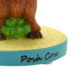 "Posh Cow" Highland Cow Resin Figurine with Base - Brown