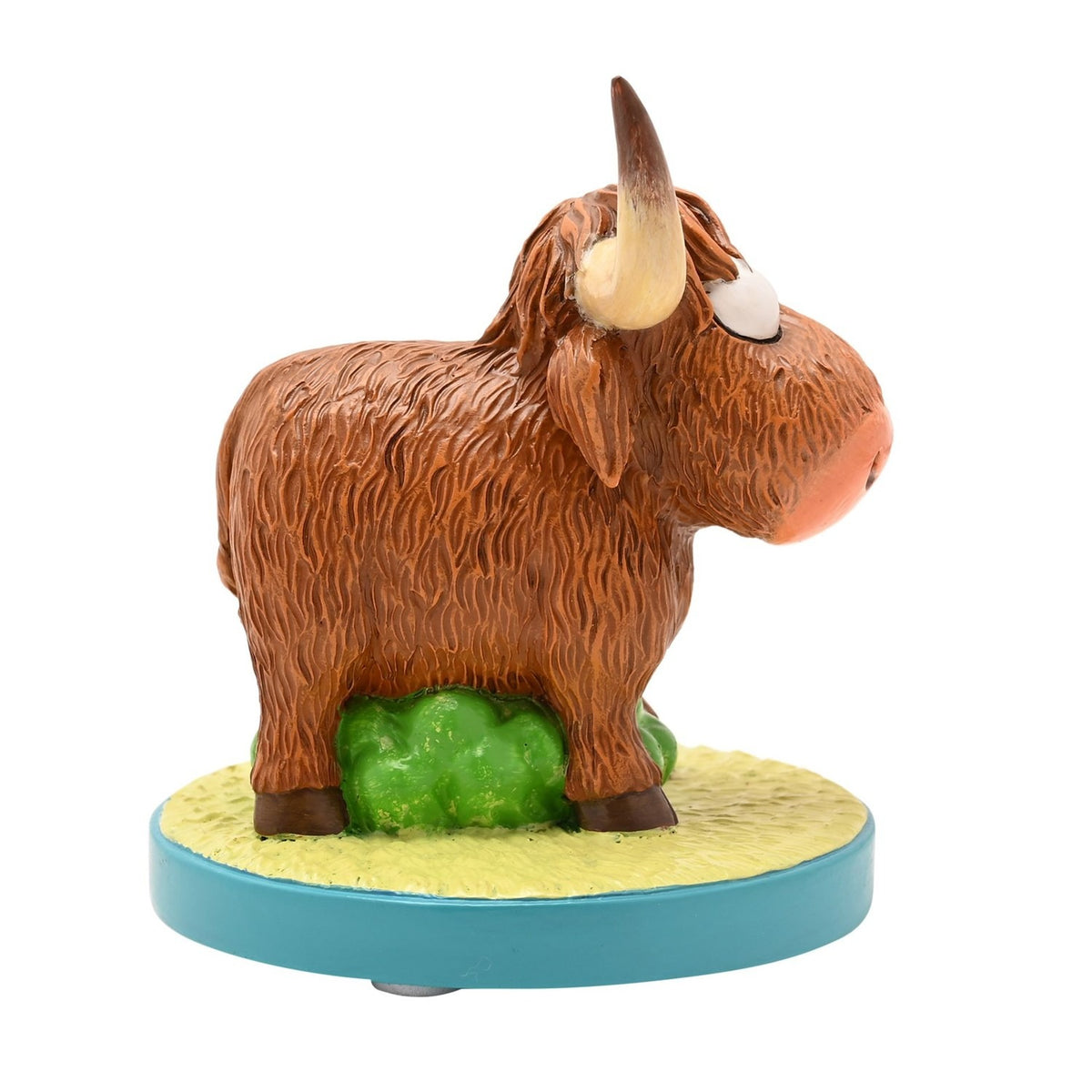 "Posh Cow" Highland Cow Resin Figurine with Base - Brown