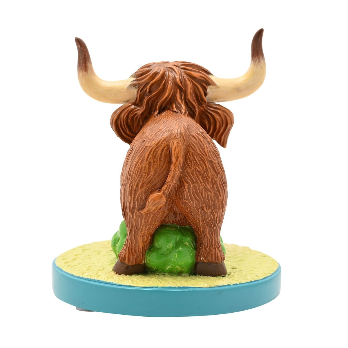 "Posh Cow" Highland Cow Resin Figurine with Base - Brown