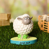 Love Ewe Sheep Resin Figurine with Base - White & Green