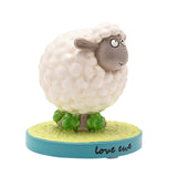 Love Ewe Sheep Resin Figurine with Base - White & Green