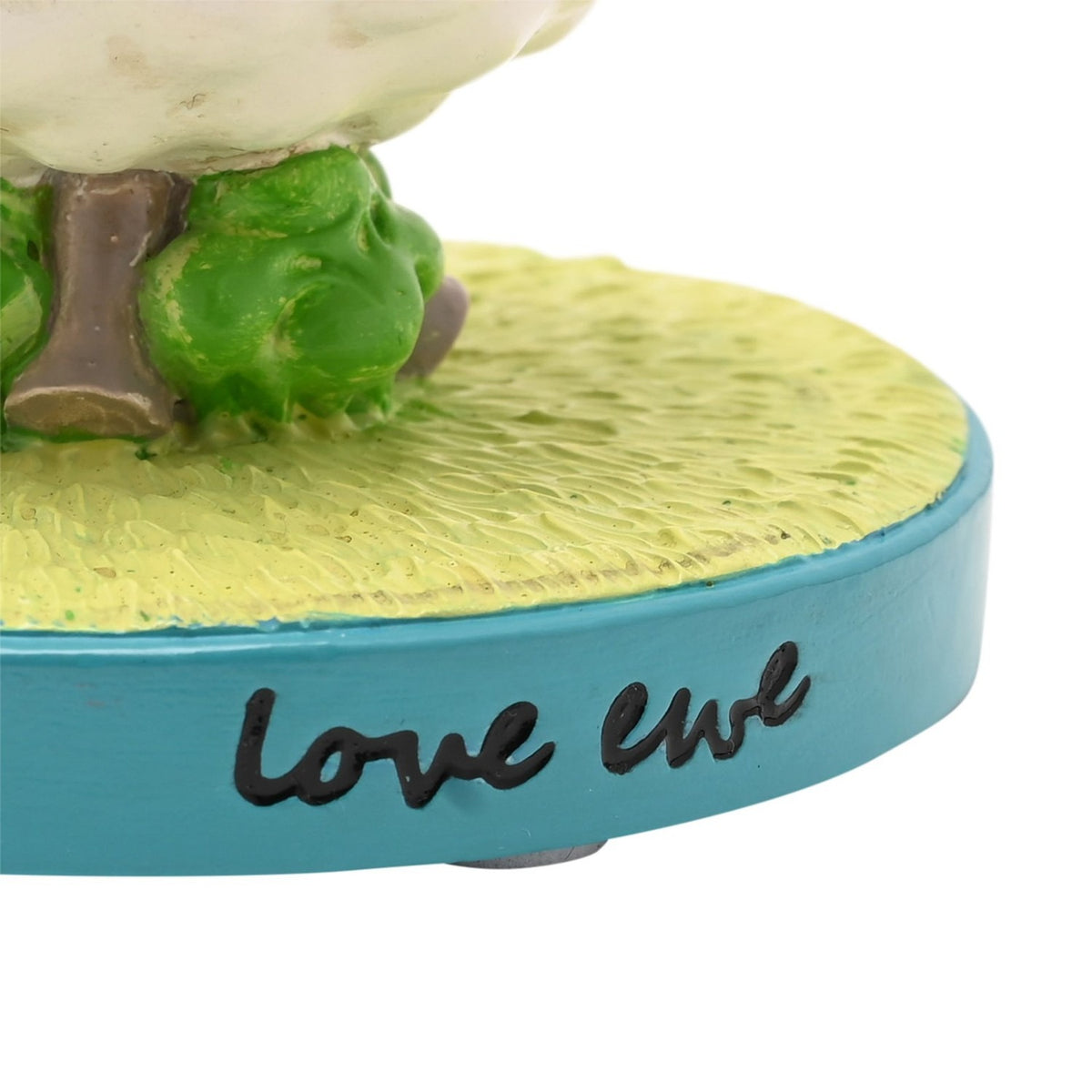 Love Ewe Sheep Resin Figurine with Base - White & Green