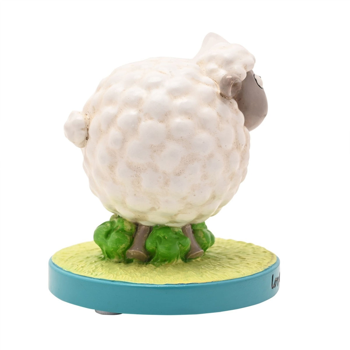 Love Ewe Sheep Resin Figurine with Base - White & Green