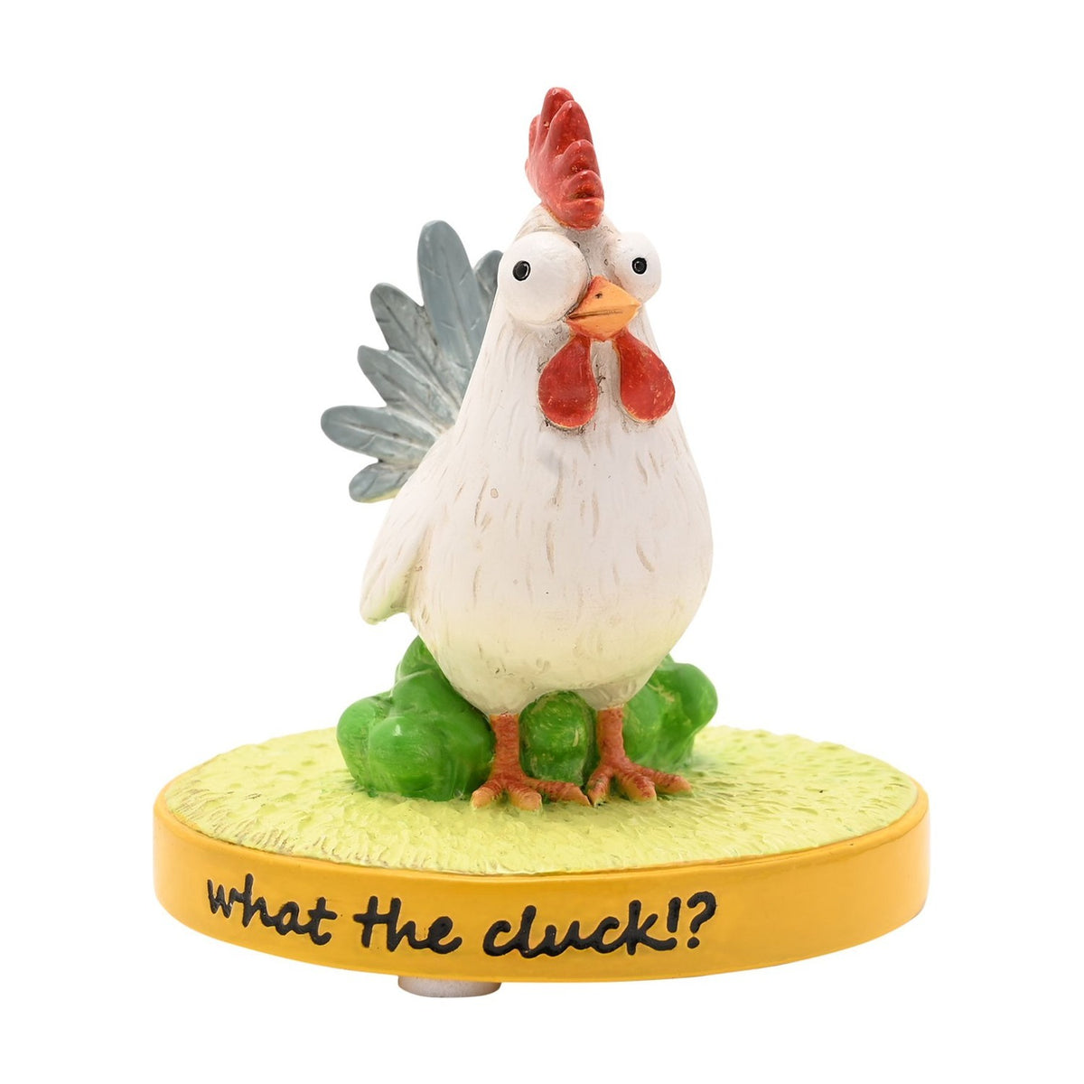 "What the Cluck" Chicken Resin Figurine with Base - White