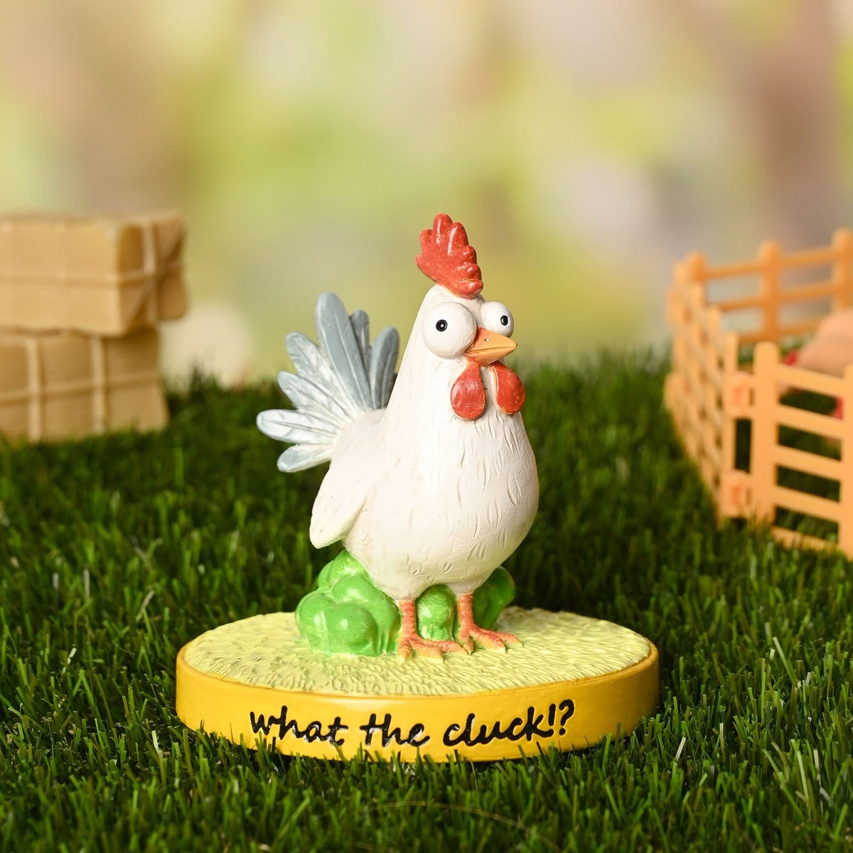 "What the Cluck" Chicken Resin Figurine with Base - White