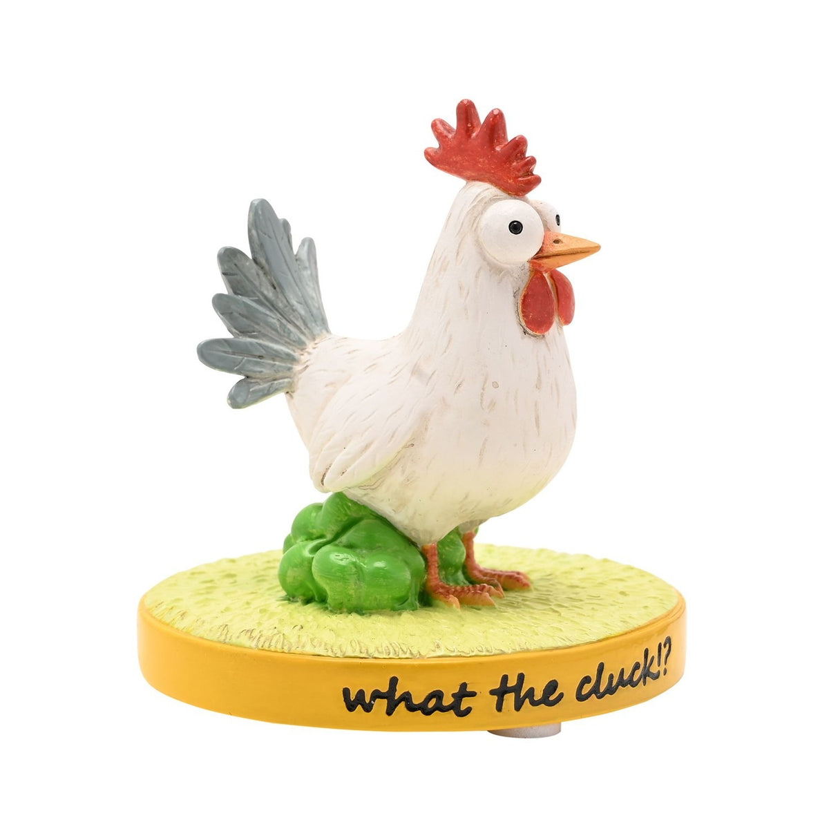 "What the Cluck" Chicken Resin Figurine with Base - White