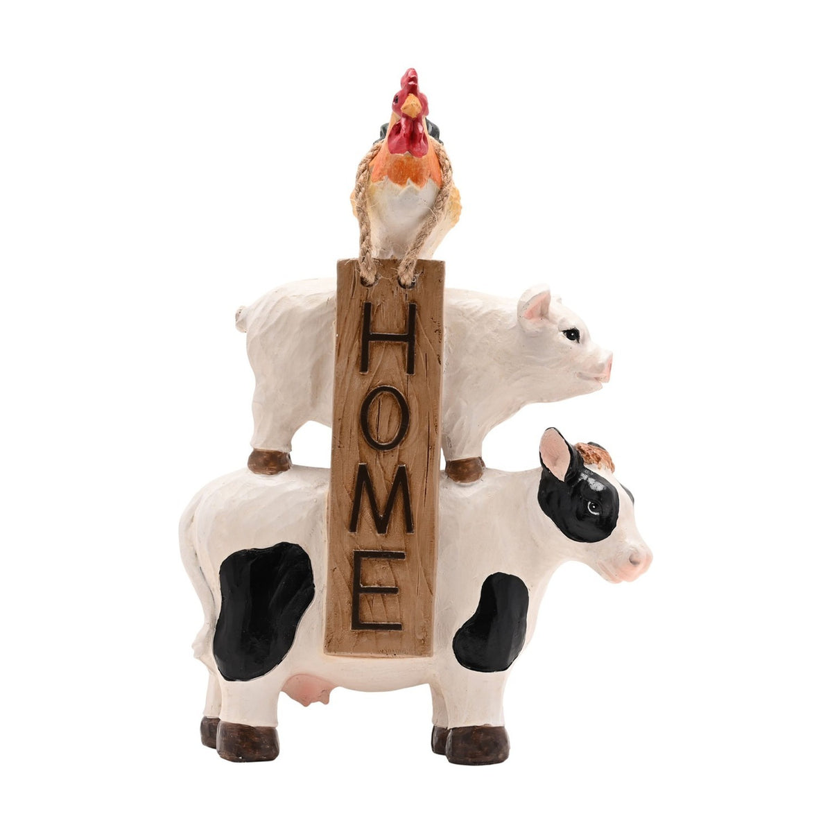 Stacking Farm Animals Home Resin Figurine - White & Brown