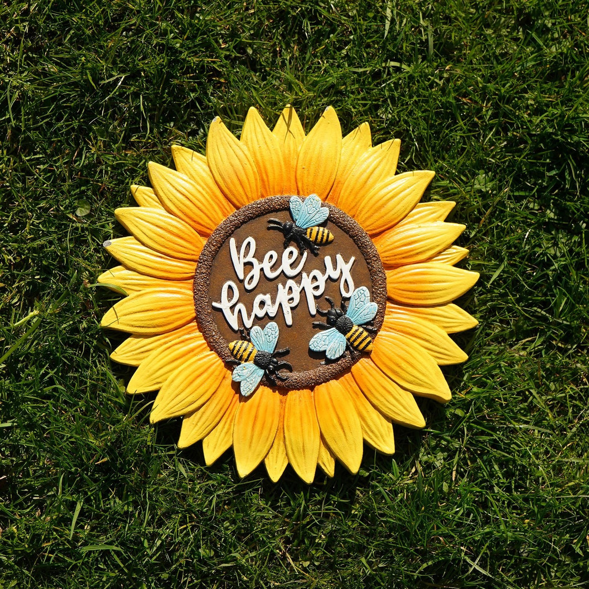 Bee Happy Sunflower Resin Stepping Stone - Yellow & Brown
