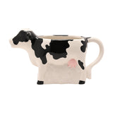 Large Cow Earthenware Jug with Pink Udder - White & Black