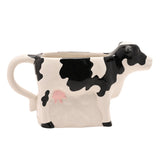 Large Cow Earthenware Jug with Pink Udder - White & Black