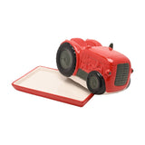 Tractor Glazed Ceramic Butter Dish with Lid - Red & Black