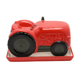 Tractor Glazed Ceramic Butter Dish with Lid - Red & Black