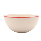 Round Tractor Earthenware Cereal Bowl with Red Rim - Cream