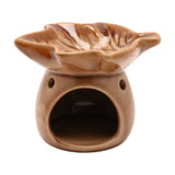 Autumn Leaf Glazed Ceramic Tealight Wax Melt Burner - Brown