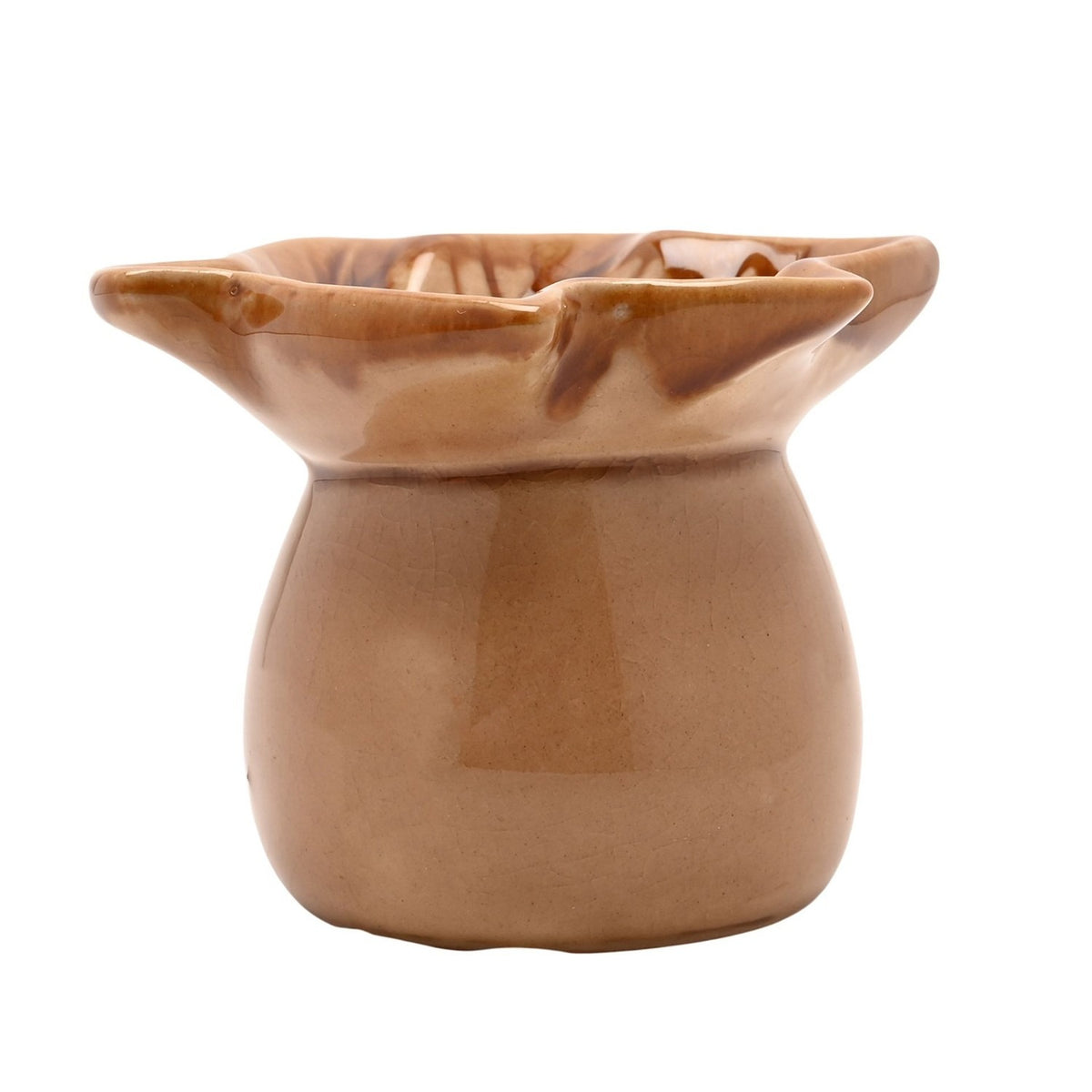 Autumn Leaf Glazed Ceramic Tealight Wax Melt Burner - Brown