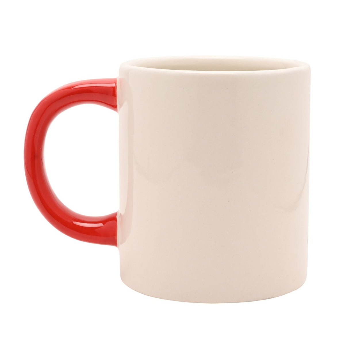 Tractor Print Glazed Dolomite Ceramic Mug - White & Red