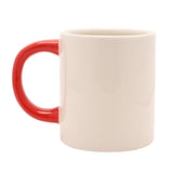 Tractor Print Glazed Dolomite Ceramic Mug - White & Red