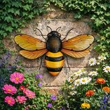 Bee Metal Wall Art with Amber Wings 46.1cm - Yellow & Black