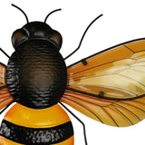 Bee Metal Wall Art with Amber Wings 46.1cm - Yellow & Black