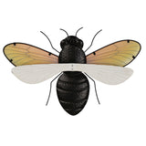 Bee Metal Wall Art with Amber Wings 46.1cm - Yellow & Black