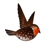 Flying Robin Embossed Metal Wall Art 30cm - Brown & Orange