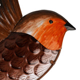 Flying Robin Embossed Metal Wall Art 30cm - Brown & Orange