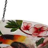 Robin and Flower Hanging Glass Bird Feeder with Chains 23cm