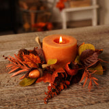 Autumn Maple Leaf and Pine Cone Iron Wreath - Orange & Brown