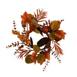 Autumn Maple Leaf and Pine Cone Iron Wreath - Orange & Brown
