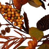 Autumn Maple Leaf and Pine Cone Iron Wreath - Orange & Brown