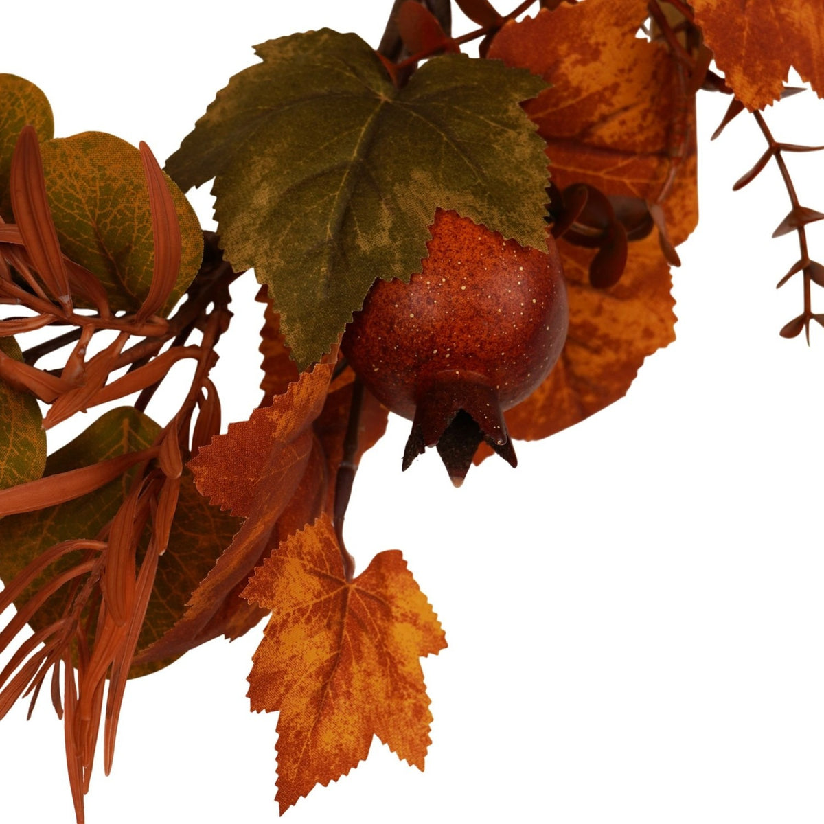 Autumn Maple Leaf and Pine Cone Iron Wreath - Orange & Brown