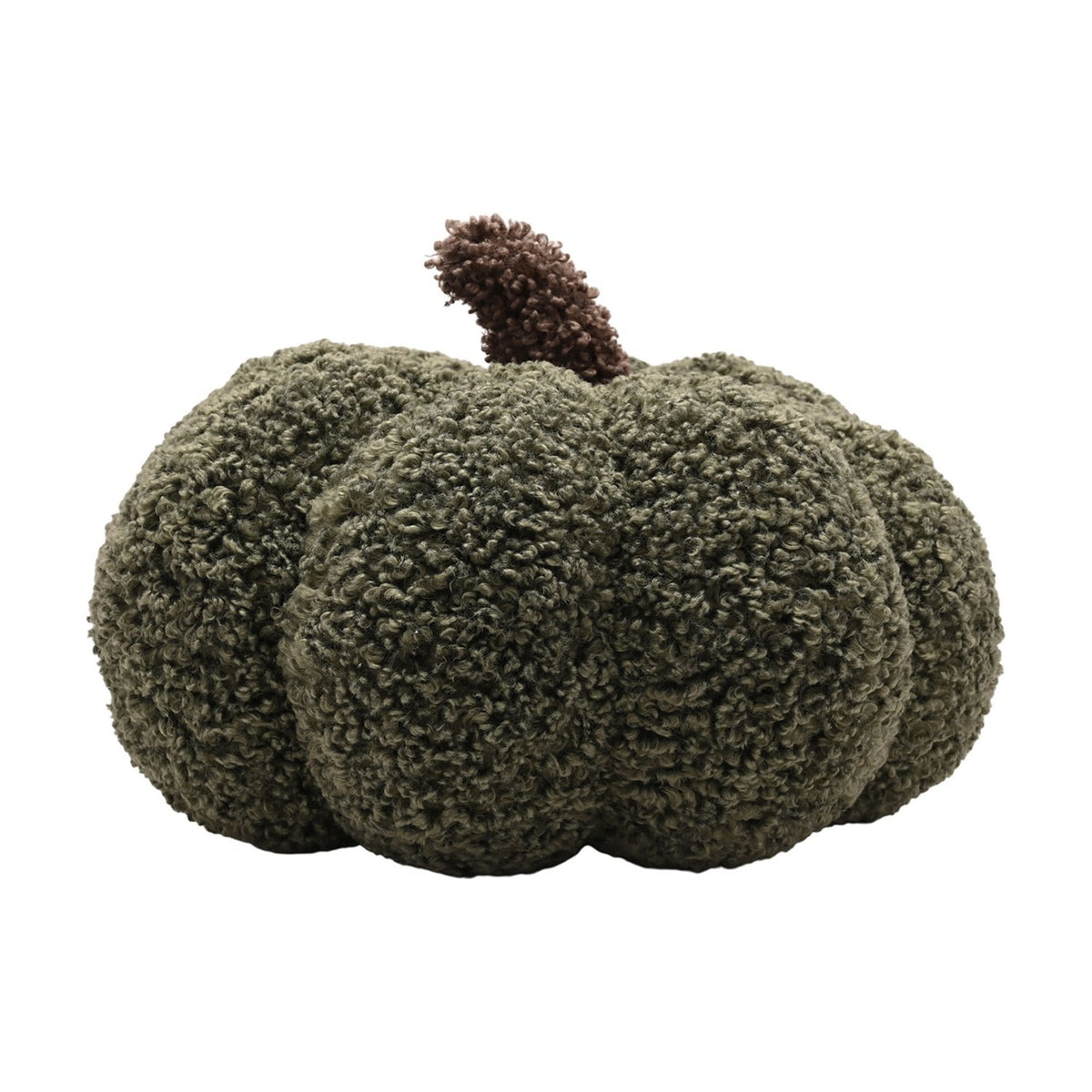 Curly Textured Pumpkin Cushion with Brown Stalk - Green