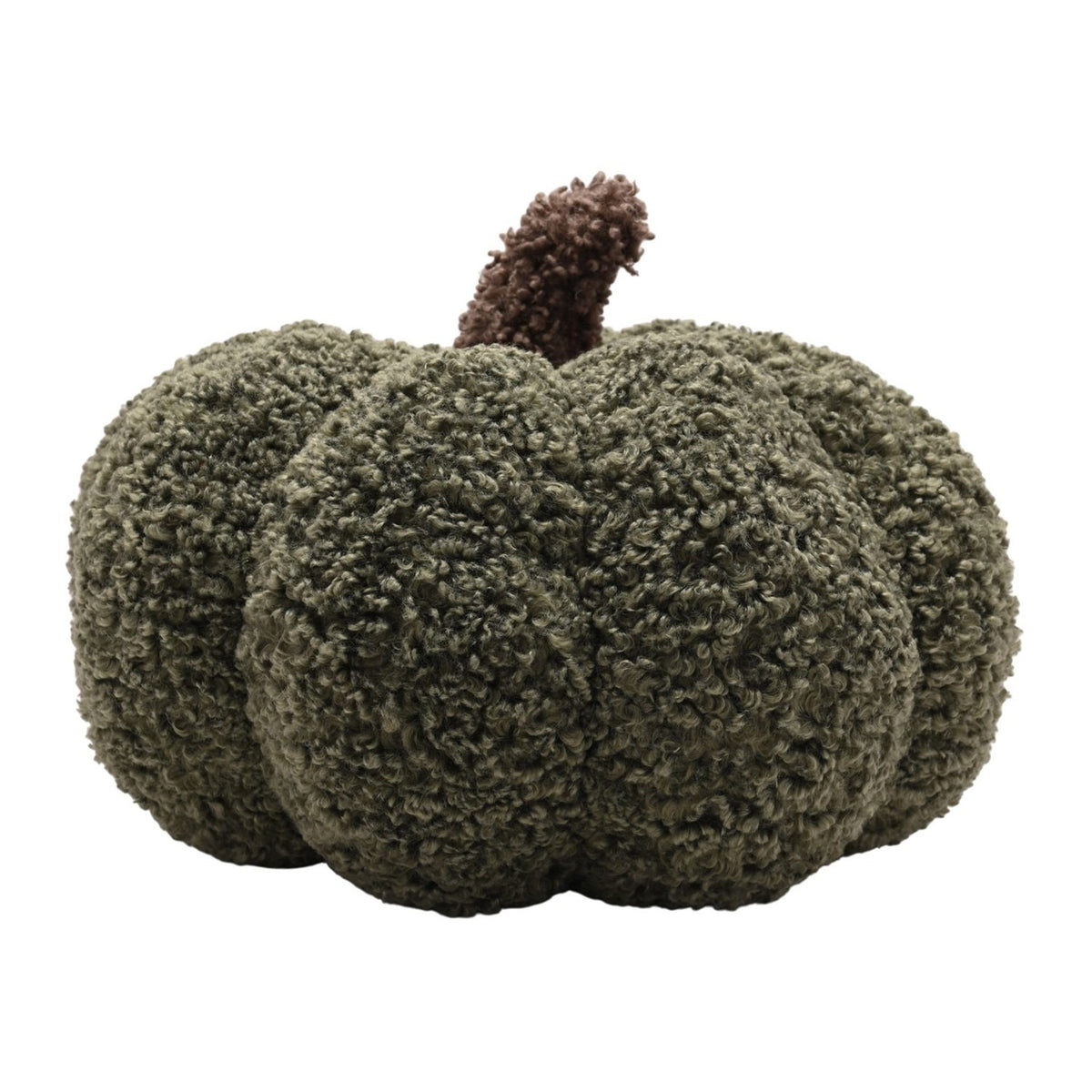 Curly Textured Pumpkin Cushion with Brown Stalk - Green