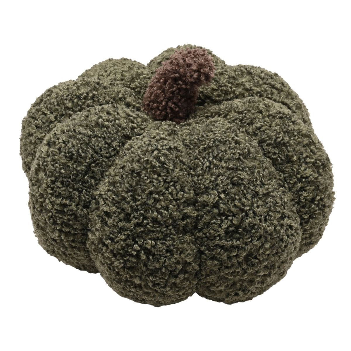 Curly Textured Pumpkin Cushion with Brown Stalk - Green