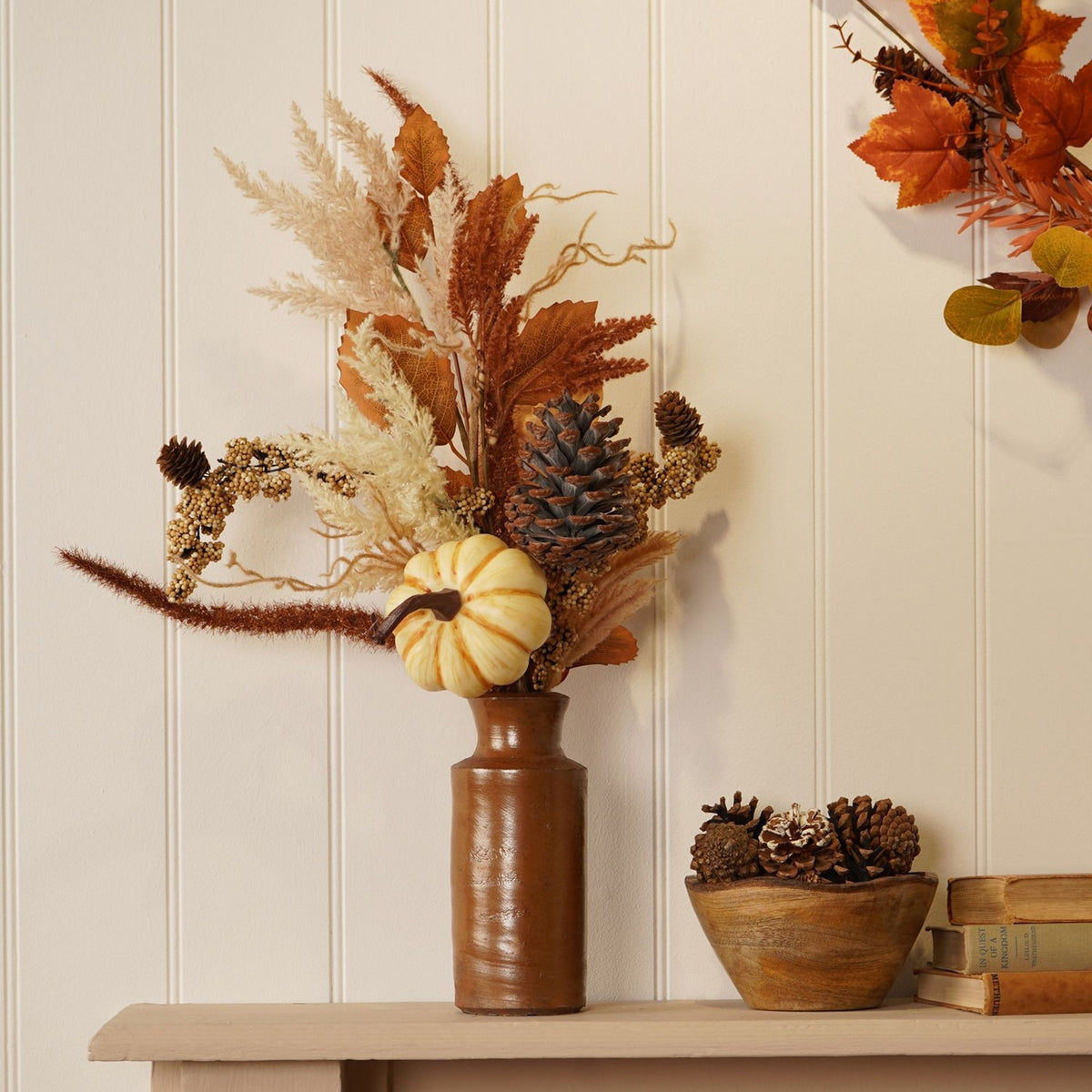 Neutral Autumn Pick Plastic Faux Plant 67.9cm - Brown & Cream