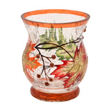 Autumn Leaf Glass Votive Candle Holder - Clear & Orange