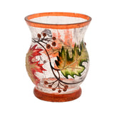 Autumn Leaf Glass Votive Candle Holder - Clear & Orange