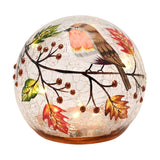 Autumn Robin LED Plastic Orb Light-Up Decoration - Clear