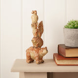 Bear Hedgehog Fox Owl Wood Effect Resin Figurine 22.5cm - Natural