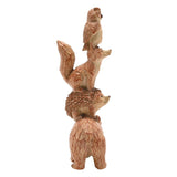 Bear Hedgehog Fox Owl Wood Effect Resin Figurine 22.5cm - Natural