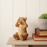 See No Evil Bear Wood Effect Resin Figurine 15.5cm - Natural