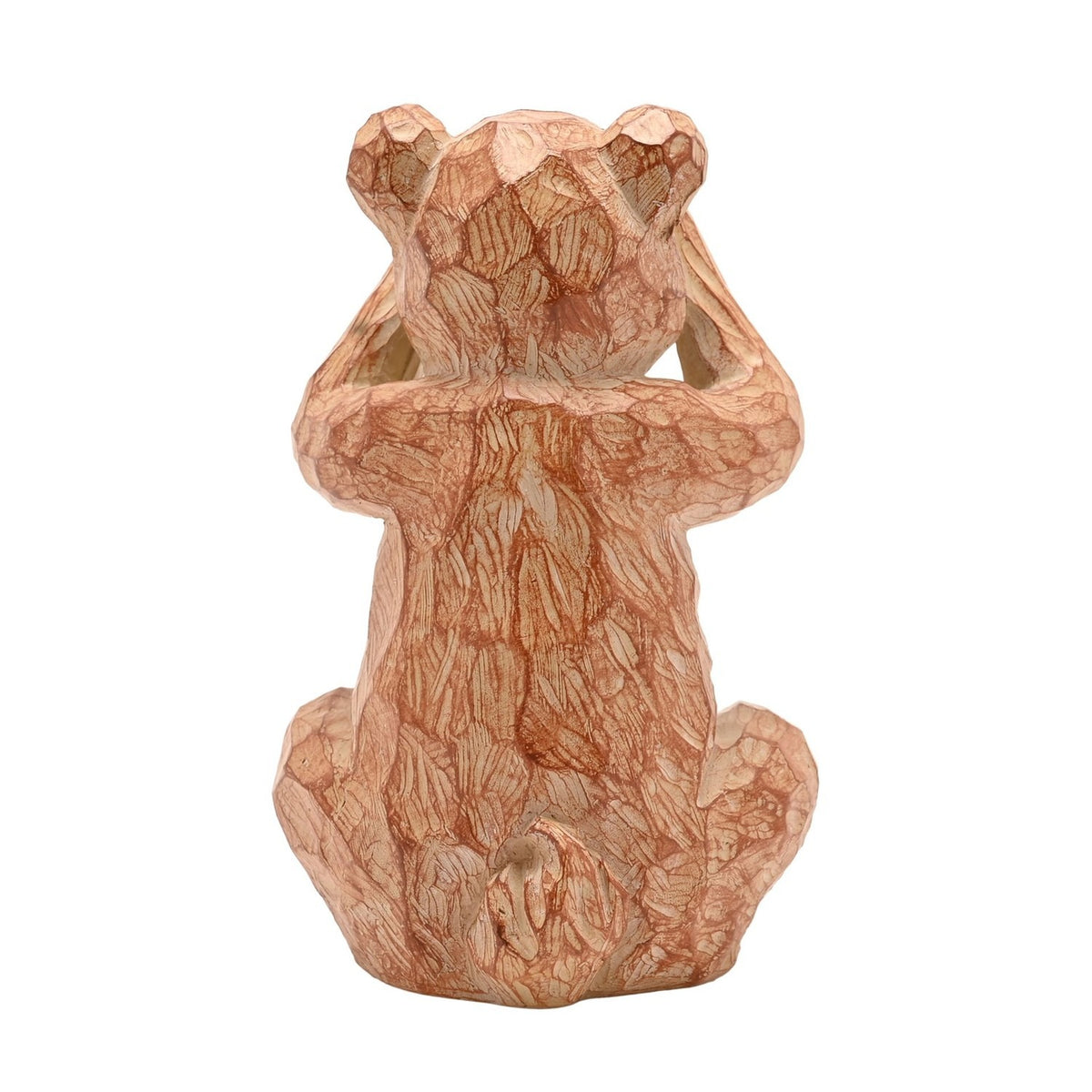 See No Evil Bear Wood Effect Resin Figurine 15.5cm - Natural