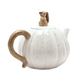 Pumpkin Ceramic Teapot with Squirrel Knob 940ml - Cream
